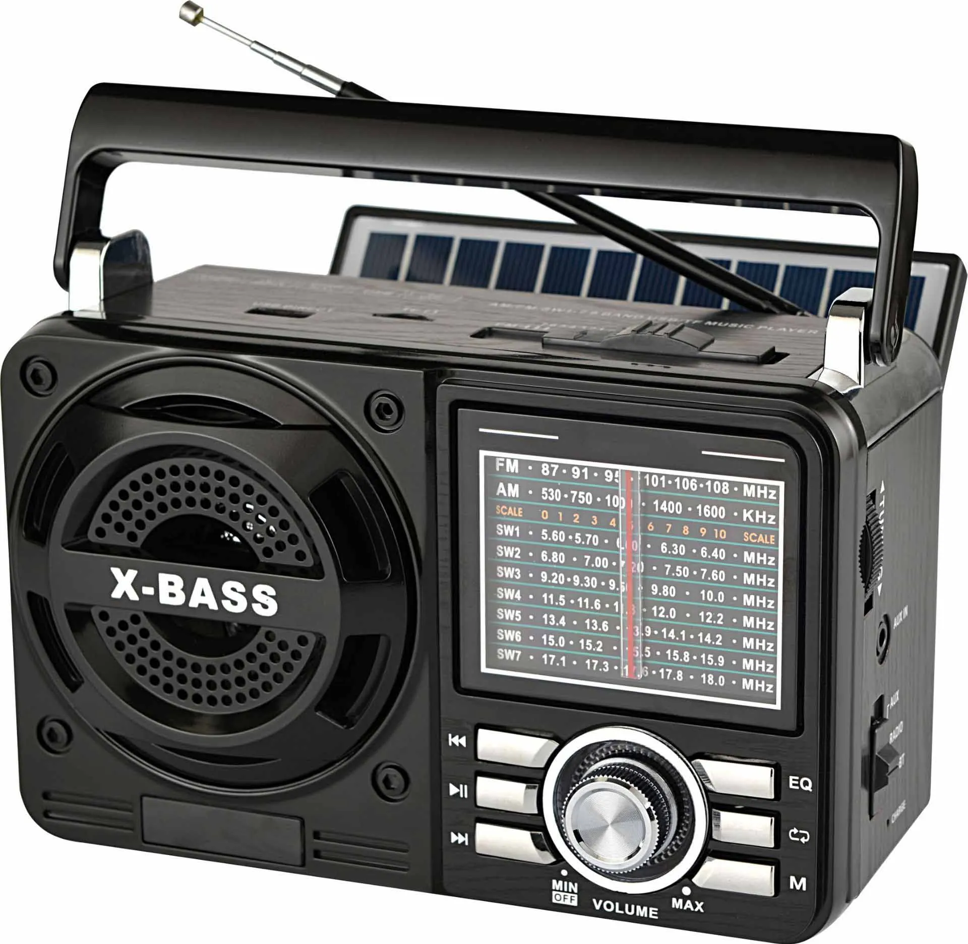 Factory direct sale portable radio with handle with multiple band AM FM retro solar radio