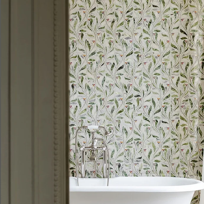 Custom Chinese poetry pattern design sense natural stone marble Mosaic Murano glass decoration natural stone art Mosaic tile