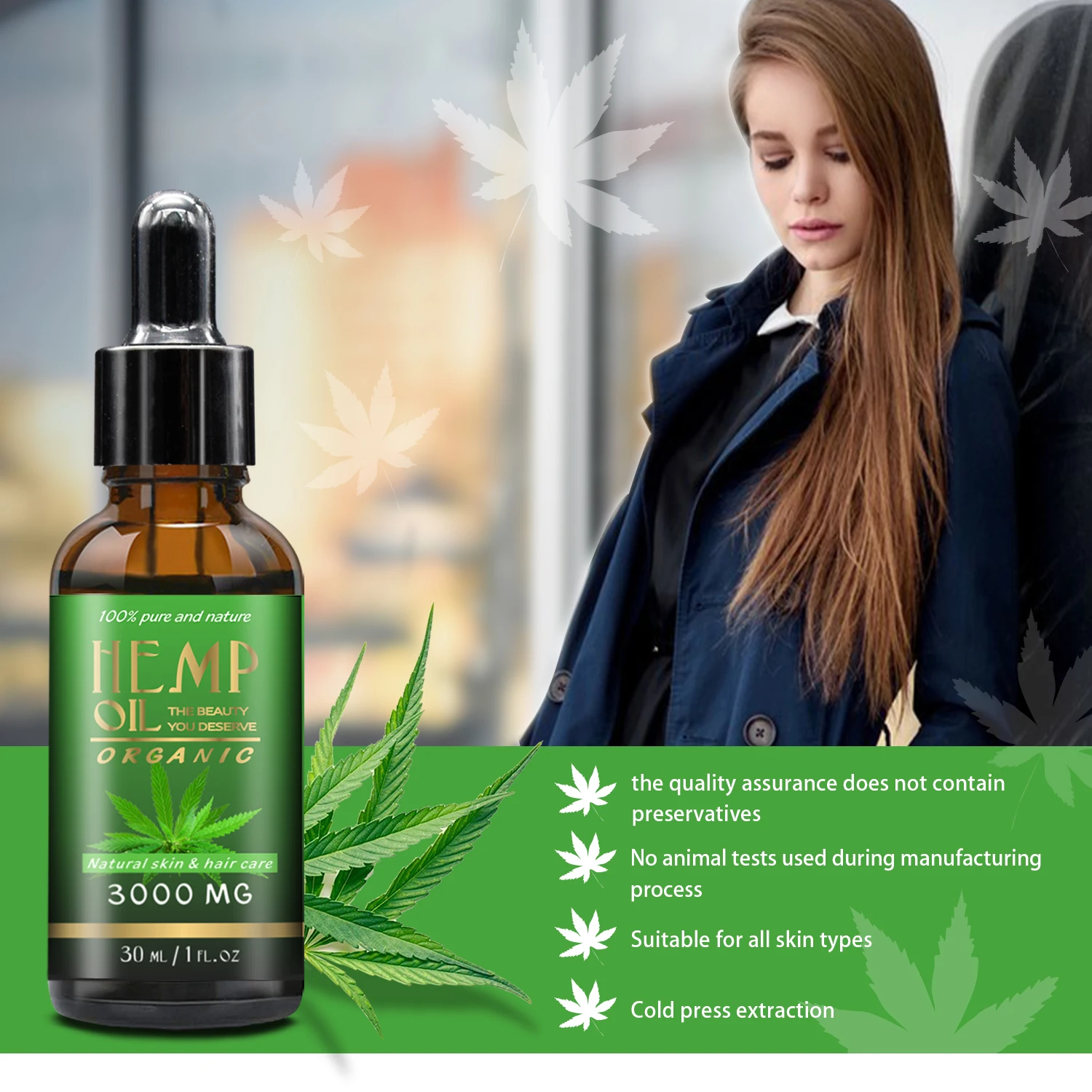 Factory Custom 30ml Hemp Oil Essence Hair Growth Spray Treatment Preventing Hair Loss