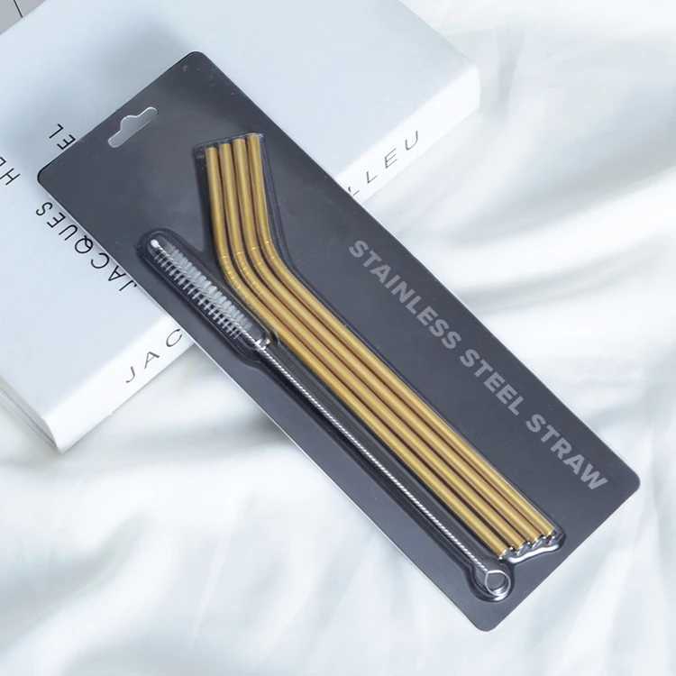 custom stainless steel metal reusable straw for drinking with free packing