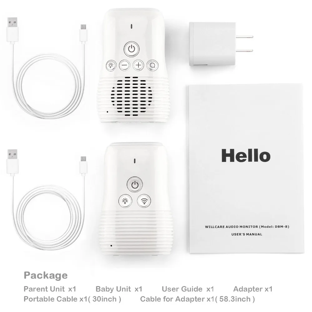 Wireless Baby Monitor Small Portable Audio walkie talkie kids with Two-way Audio Function Intercom Rechargeable Battery