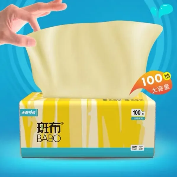 100% Natural Bamboo  Facial Tissue Paper 3-ply 100 Count 16 Pack Bamboo Pulp Made Highly Absorbent Brown Color