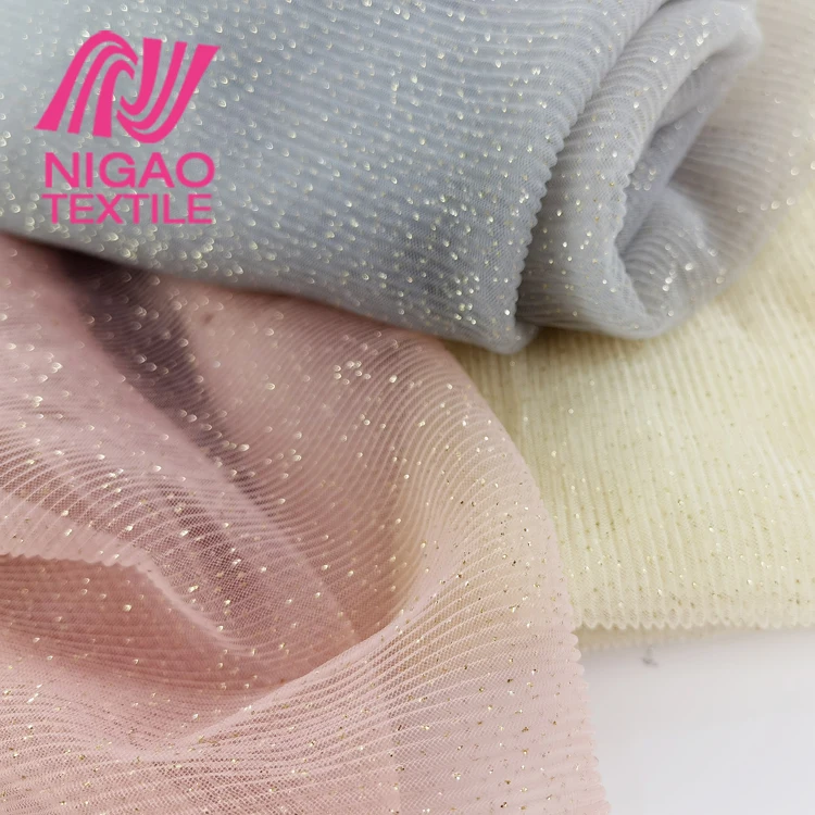 Fancy Design Fresh style crepe fabric Soft tulle net fabric glitter lace fabric for dresses wedding dress