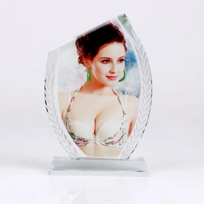 
Wholesale Inclined Engraved Crystal Photo Frame 