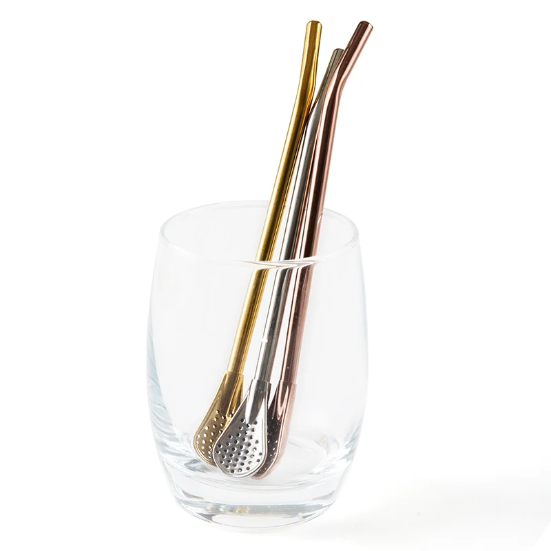 Wholesale Eco friendly Straw Reusable Yerba Tea Mate Bombilla Straw Stir Spoon Stainless Steel