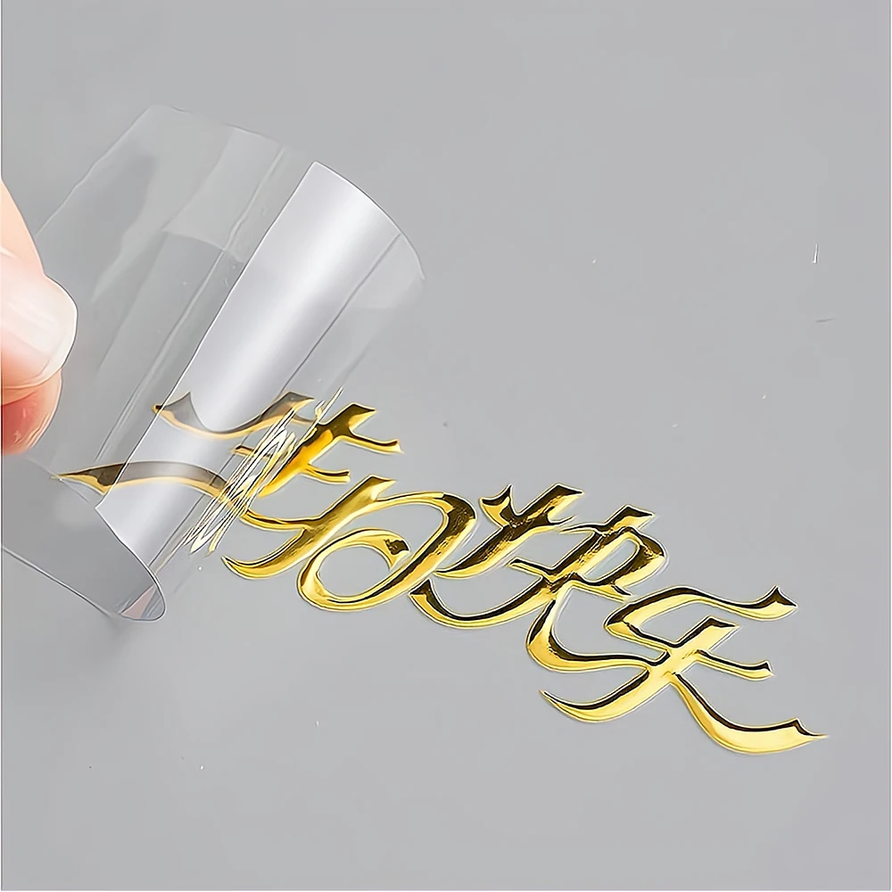 High Adhesive Custom Business Logo Waterproof Vinyl 3d Gold Metal UV Transfer Stickers for Any Products Packing Labels Stickers