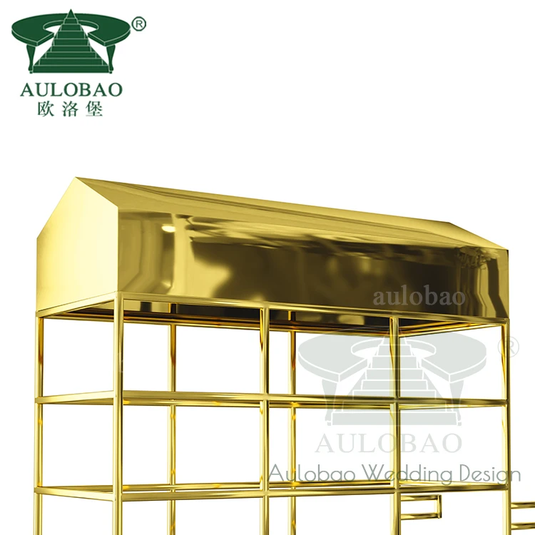 Свадебные украшения Золотая тележка для конфет из нержавеющей стали с колесами