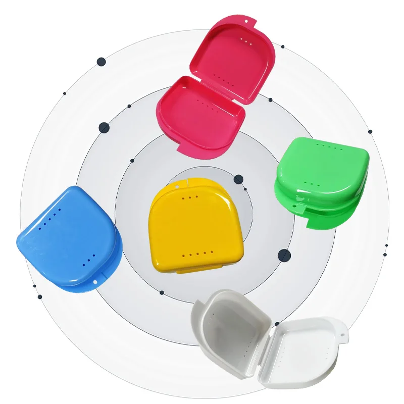 High Quality Dental Supplies White Blue Red Dental Retainer Case Plastic Orthodontic Dental Retainer