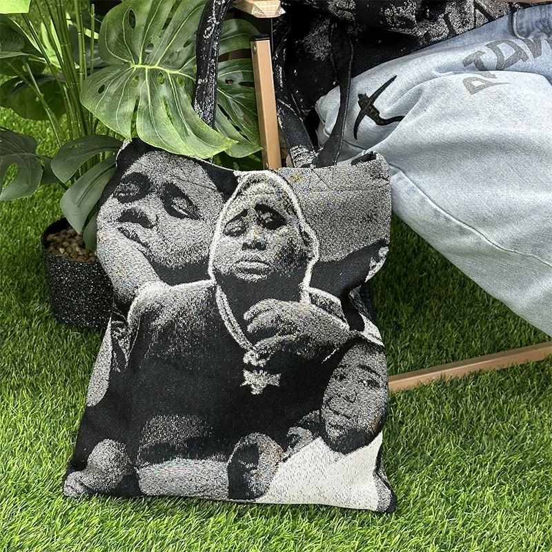 Rod Wave jacquard woven tapestry tote bag grocery bag custom tapestry bag