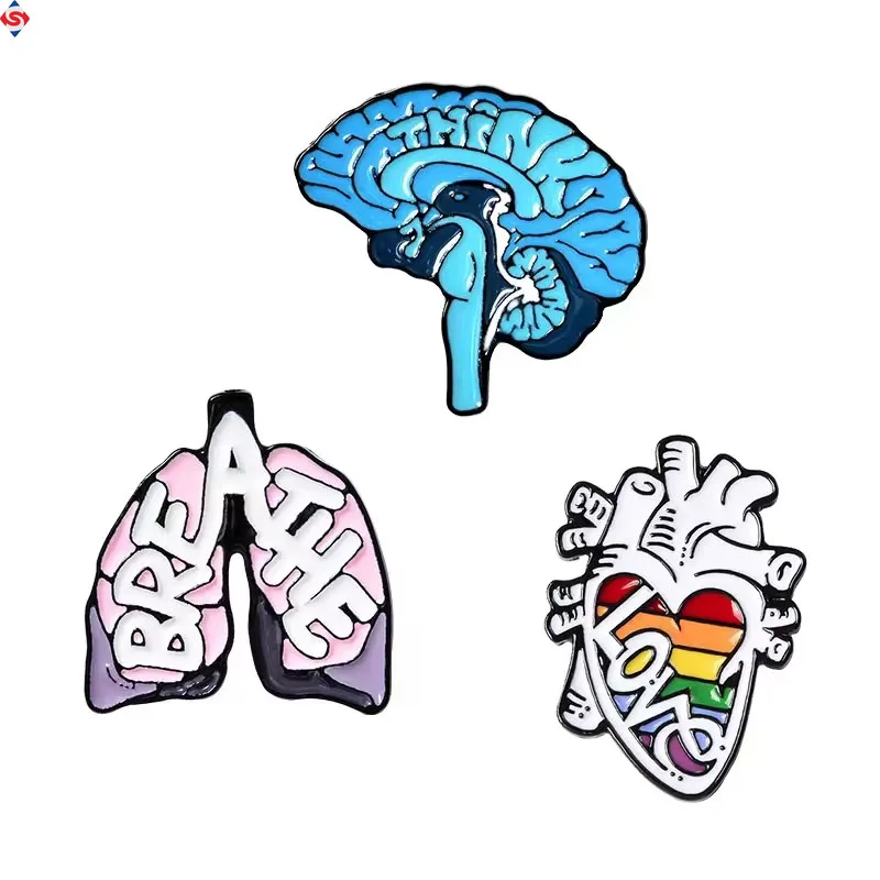 New Medical Anatomy Art Customized Logo Heart Medical Enamel Pins For Jacket