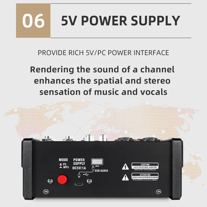 G4- 6 4 Channels Portable Audio Mixer Home Karaoke Sound Mixing Computer Audio Mixer