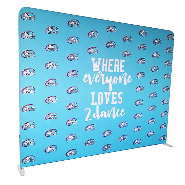 Tradeshow expo 10ft 8ft aluminum tube stretch fabric step and repeat banner display custom backdrop with logo