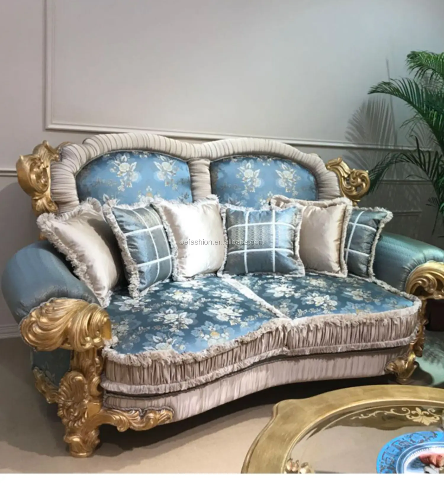 OE-FASHION новый дизайн гостиной домашний набор мебели роскошный светло-голубой тканевый диван цены на мебель Дубая
