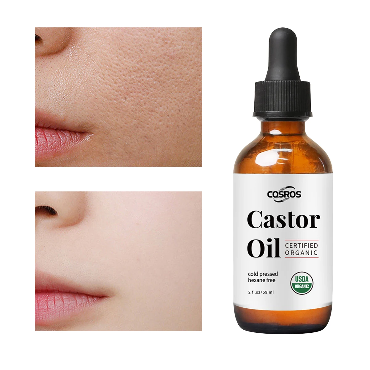 100% Pure Natural Cold Pressed Black Castor Oil for Hair Growth, Eyebrows,Eyelashes, Nails and Skin