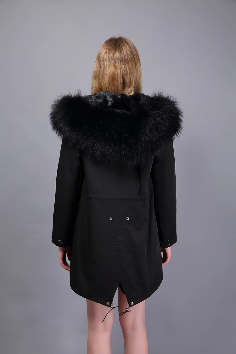 Mink Fur Coat Women Fur Hood Parka Natural Animal Fur Coat