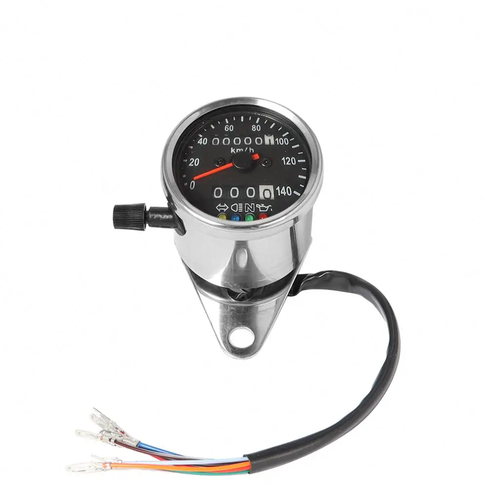 Motorcycle Dual Odometer Speedometer Gauge KM/H Mini Retro Tachometer Universal LED Indicator Light for KTM Ducati Kawasaki BMW