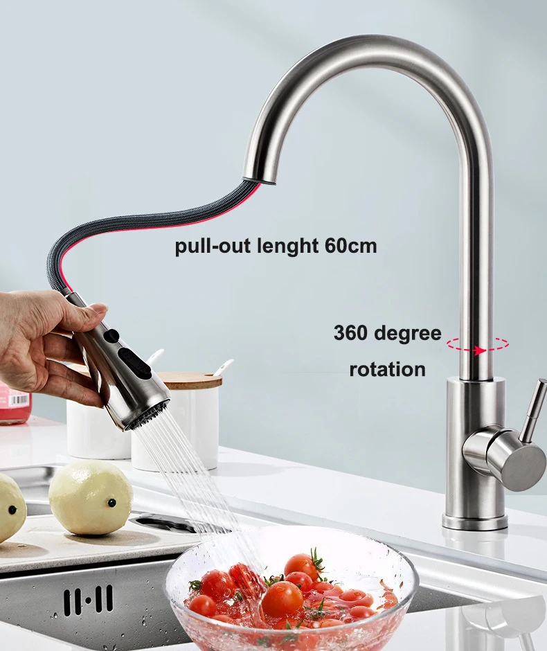 Pexmax Copper Kitchen Faucet Black and Chrome Kitchen Faucet Rotatable Pull Faucet Kitchen Flexible