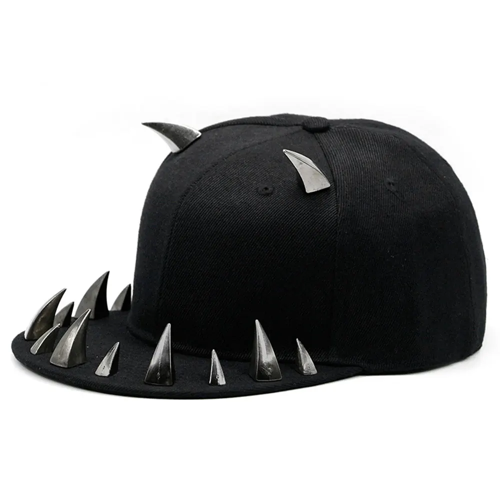 New Design  Unisexual Custom DIY Rivet Hat Devil Horn Snapback Hat Cap