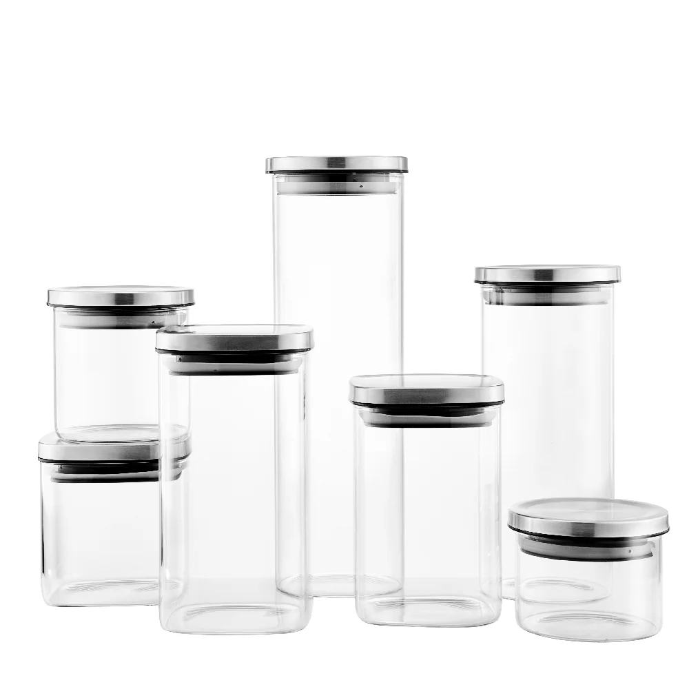 LINUO BPA FREE SQUARE Glass Food Storage Jar glass container food Glass Jar With Lid For Food