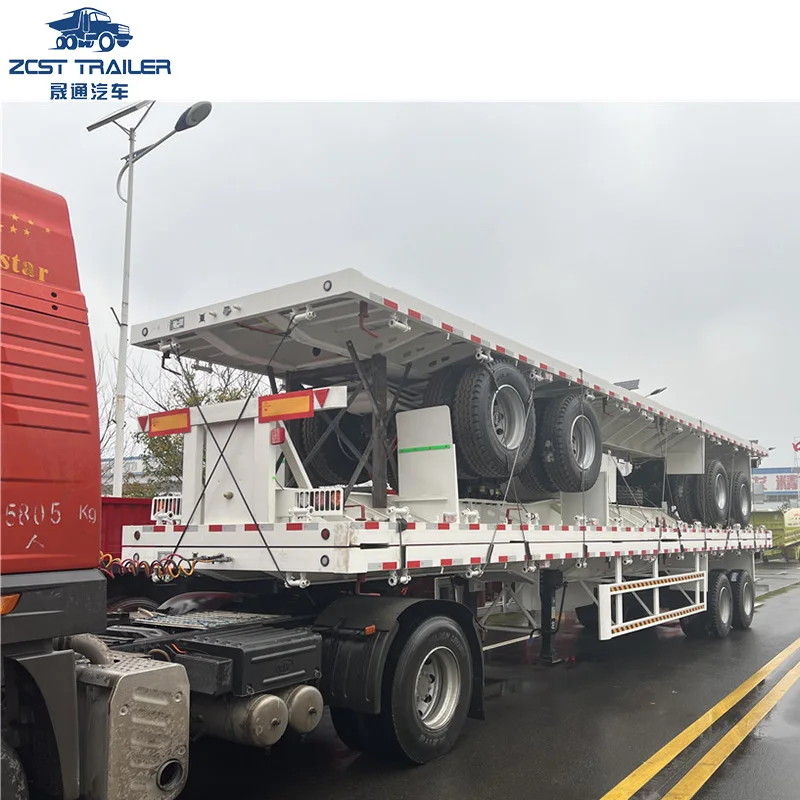 2 Axle JOST 28T Landing Gear 40ft Brand New Flatbed Flat Bed Container Semi Truck Trailer