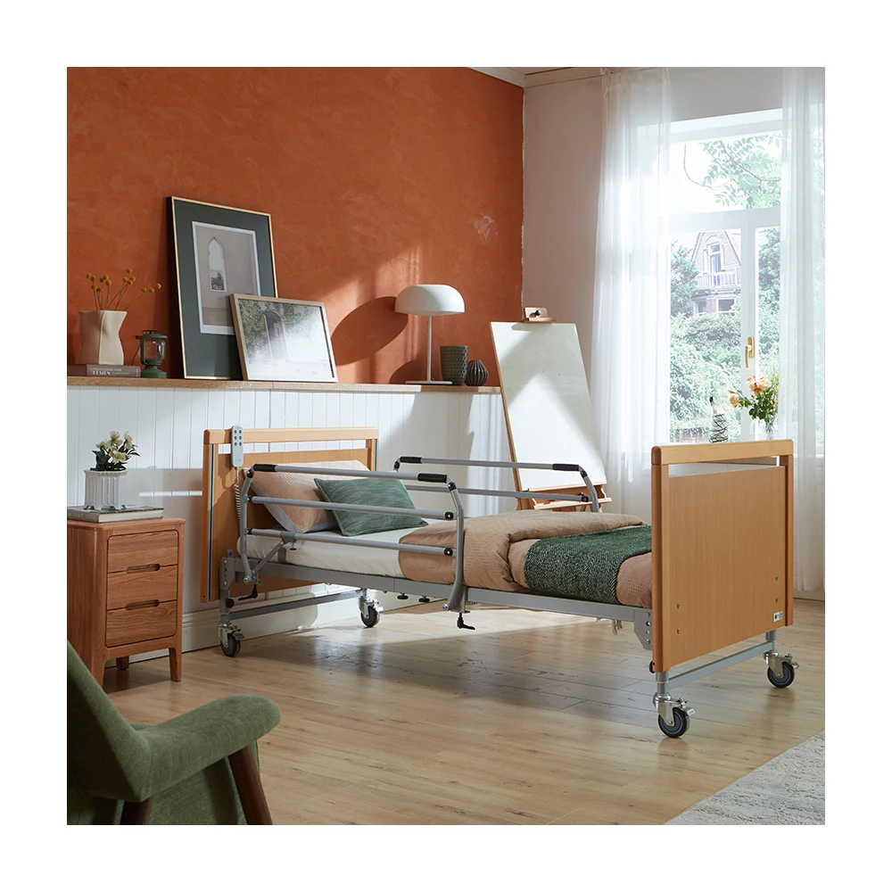 Tecforcare wooden medical accessories hospital equipment hospital trolley bed for patient wooden nursing home care bed