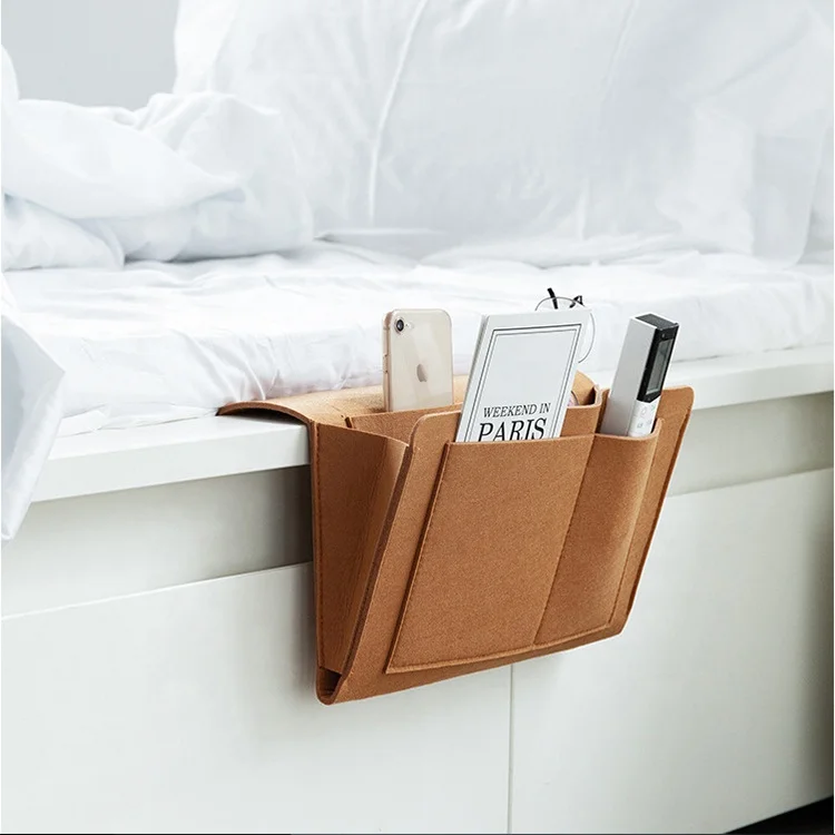 Home Foldable Easy Install Durable Felt Sofa Bed Side Books Cell Phone Eyes Laptop Organizer Storage Bag