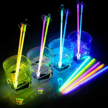 Wholesales led glow drinking straw neon glow in the dark straws for drink