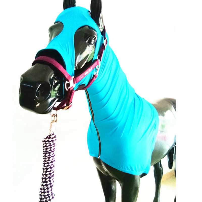 Aqua Stretch Horse Elastic Fabric Hood Horse Hoods with Zip