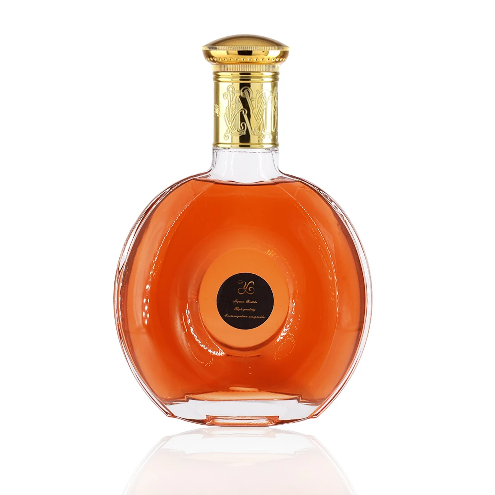 Custom 700ml 730ml Brandy Liquid Rum Spirit Gin Alcohol Vodka Whiskey Glass Bottles with Cap