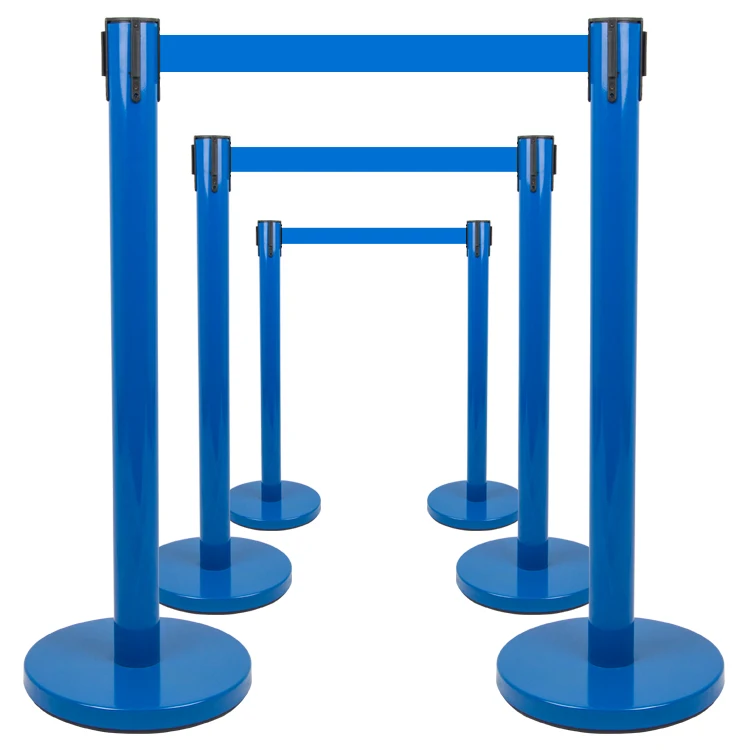 Stainless Steel Queue Management Line Post Stand Crowd Control Barrier Retractable Belt Barrier Pole Post Stanchion