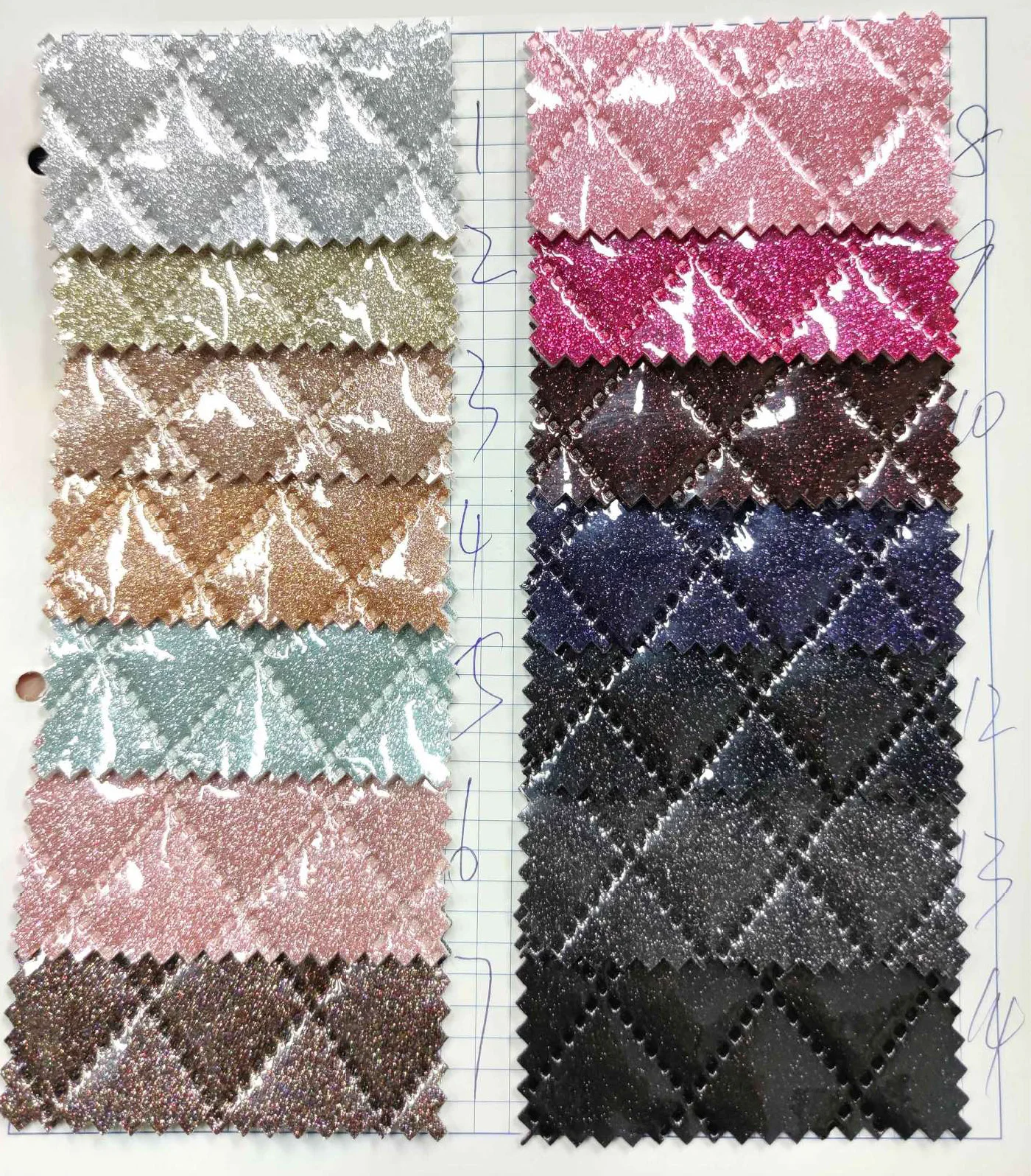 30*135 cm Mirror Glitter 1.3-1.4 mm Embossed Plaid Pattern Shimmer Rexine Faux Synthetic TPU Glitter Leather for Bags DIY Wallet
