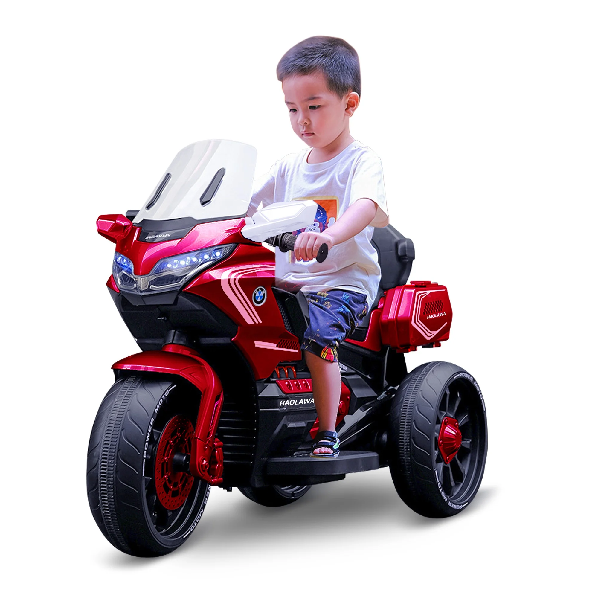 Ride-on cars for kids motorbike two-seater learning toys 4WD 12V/7A/10A battery tricycle motorcycle 390W motor Pedal to the gas