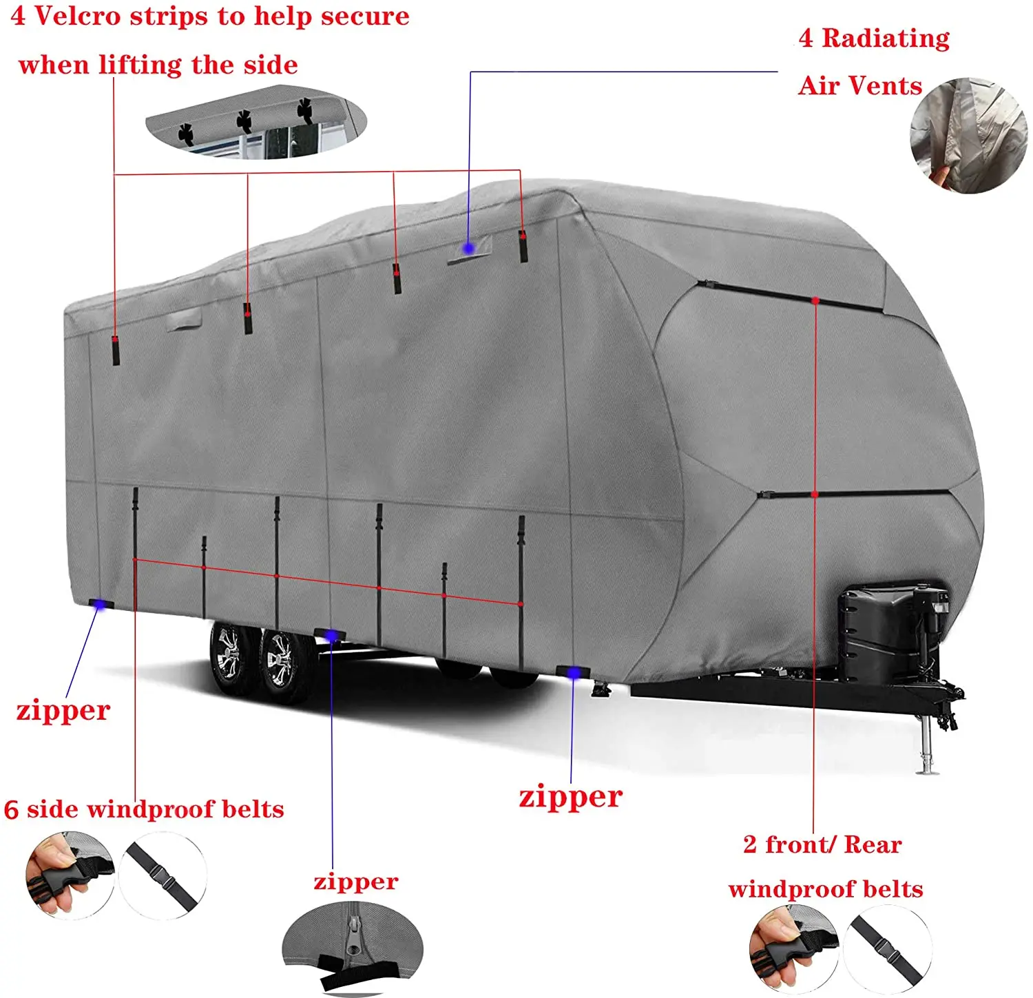 Travel Trailer RV Cover Waterproof & Windproof Camper Cover