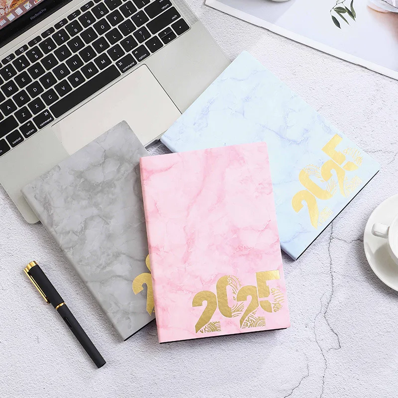 2025 custom luxury business agenda set budget planner notebook with pen marble gold daily planners and journals school supplies