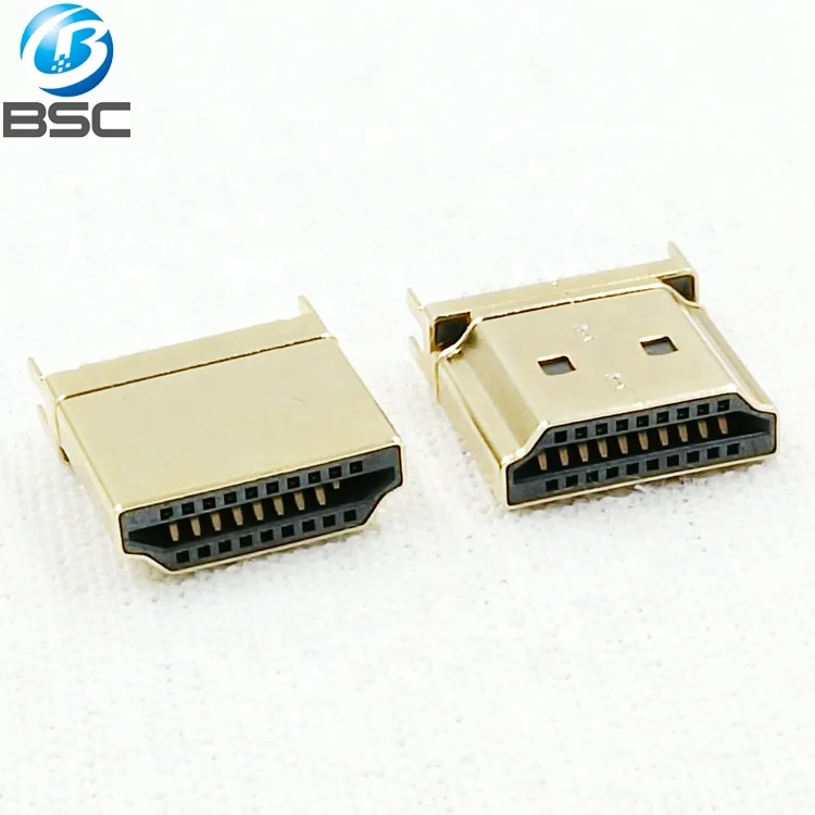 
Gold Plated 19P Straddle PCB Mounting Type A High Definition Multimedia Interface HD-MI Male SMT Connector for PCB 1.6mm 