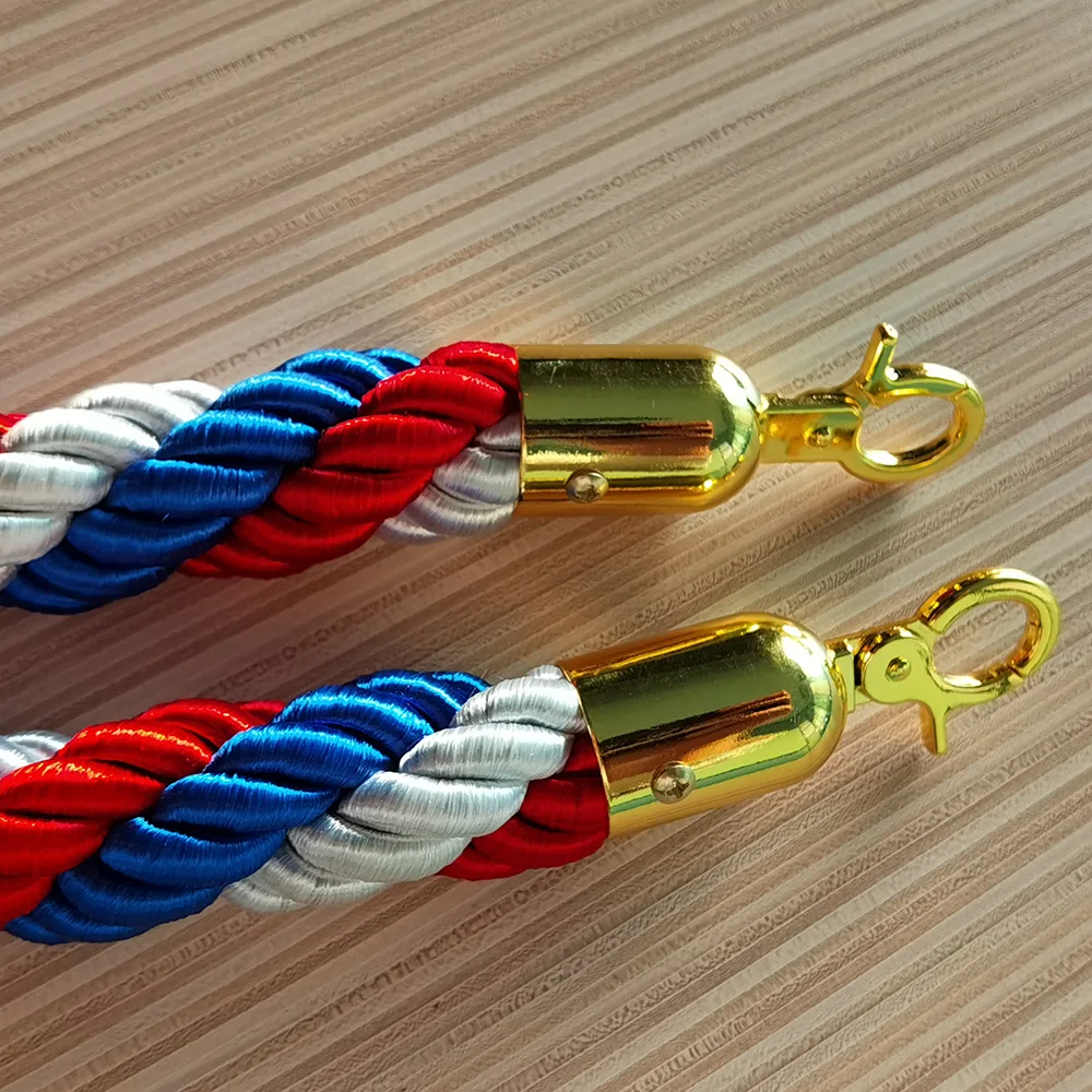 3 color Accessories Queue Stand Braided Cord Rope Barriers Gold outdoor stanchions and set braided rope for barrier