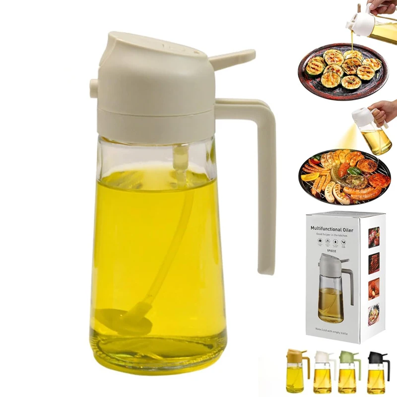 16 OZ Olive oil pump 2 in 1 oil sprayer cleaning products dispenser 2 in 1 oil spray bottle for kitchen baking vinegar