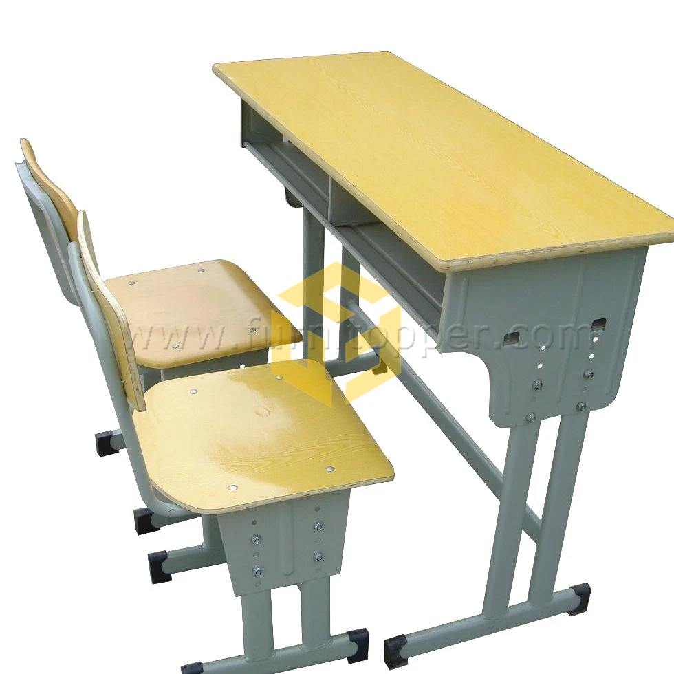 High School University Study Room Classroom Double Seat Table Furniture School Desk And Chair MDF With Melamine Fireproof Board