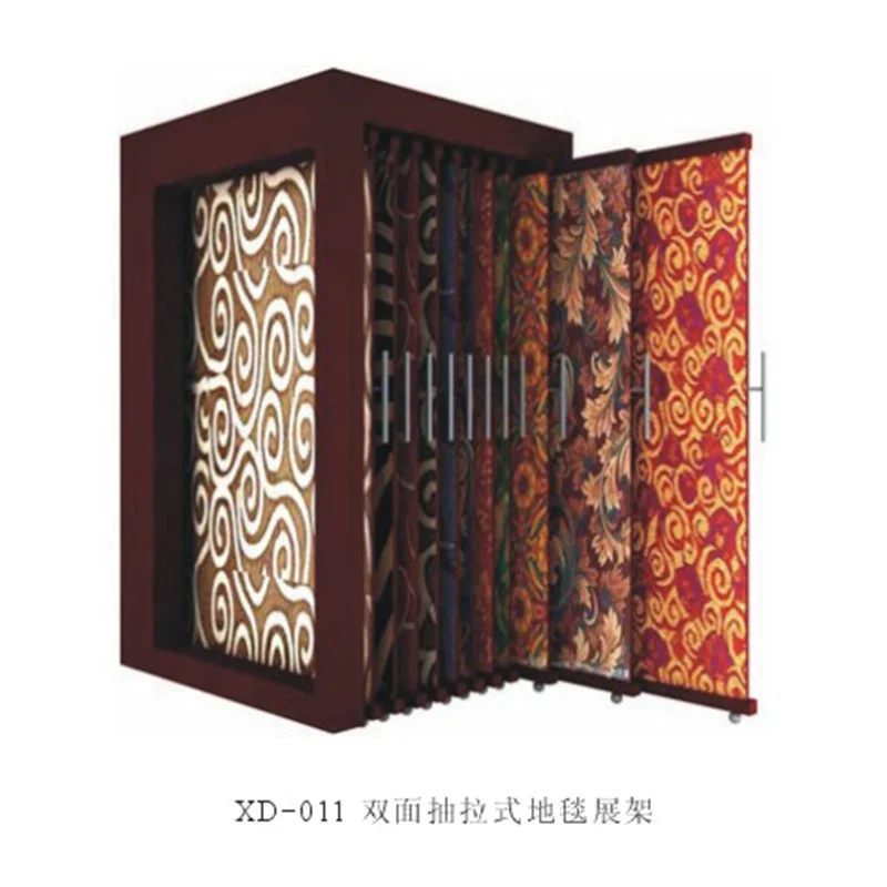 Metal pull-out carpet display stand double-sided hanging rug stand floor mat blanket storage showcase yoga mat  save space