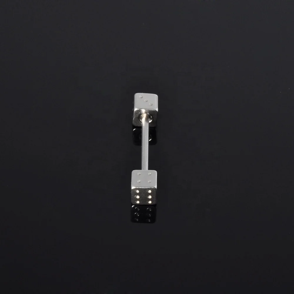Surgical steel fashion dice shaped tongue piercing barbell ring wholesale