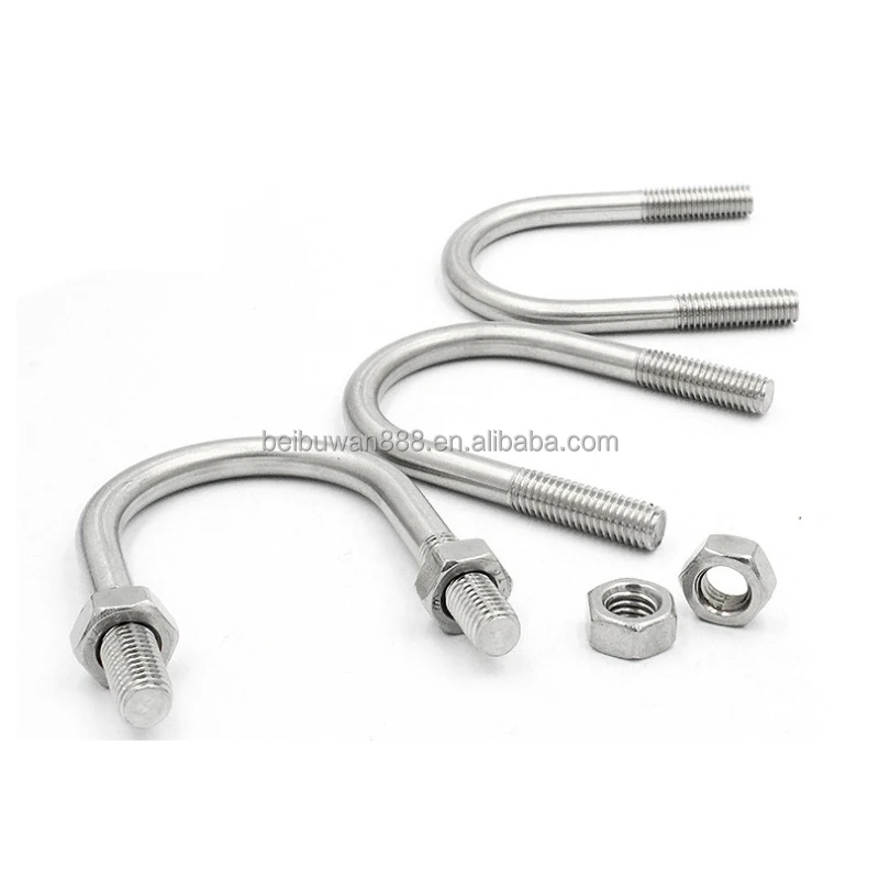 Round U-Bolt Stainless Steel Round Bend U Bolts with Nuts for Automobiles Trailer Ski Boat Sailboat