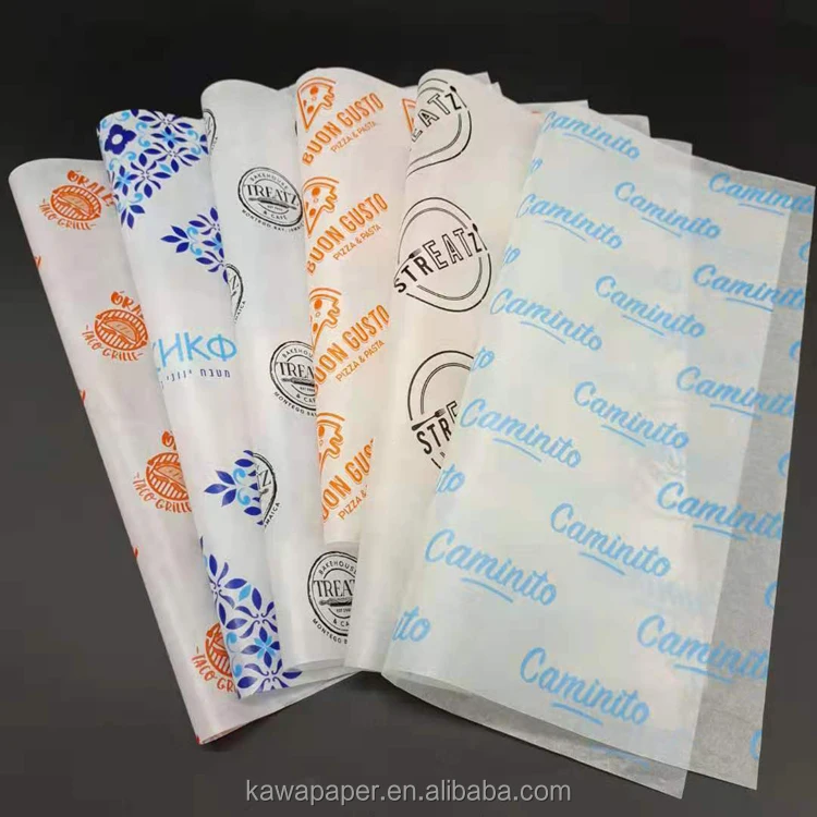 customized wax paper for food greaseproof hamburger sandwich paper for food packaging