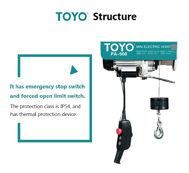 Italy Cheap Crane Portable Small Wire Rope 100Kg 300Kg 500Kg Mini Electric HoistHigh Quality