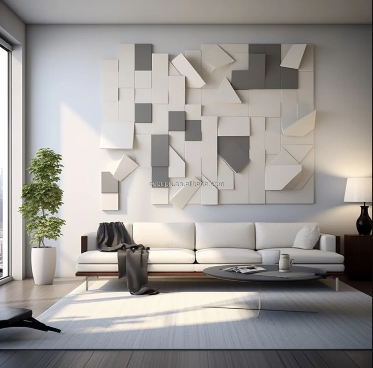 ECOUPP Wall And Ceiling Decor Sound Absorber Pet Acoustic Felts Soundproof 3D Polyester Panel