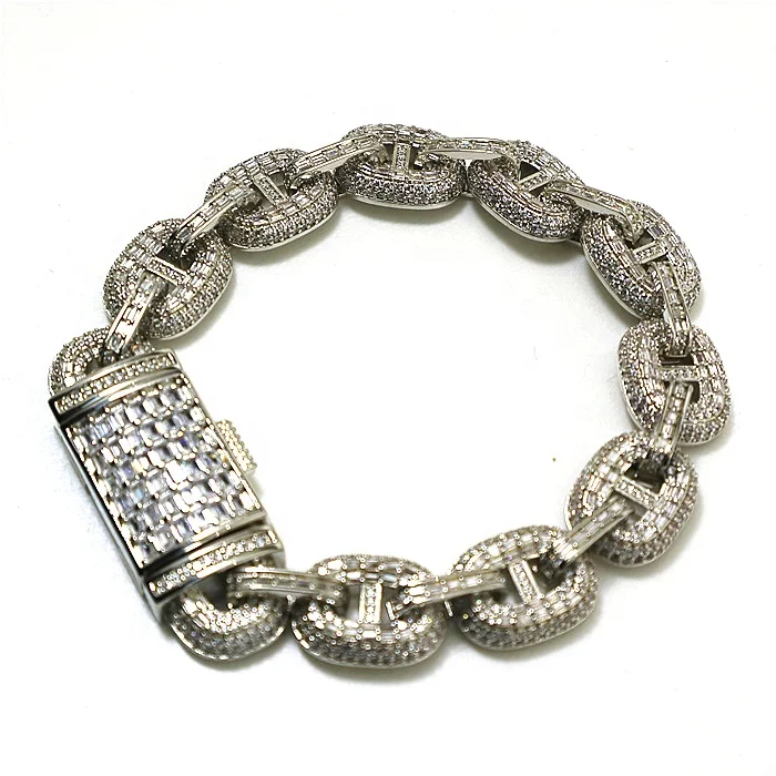 Wholesale 13mm Hip Hop Jewelry Iced Out Cubic Cz Zirconia Diamond Prong Cuban Link Chain