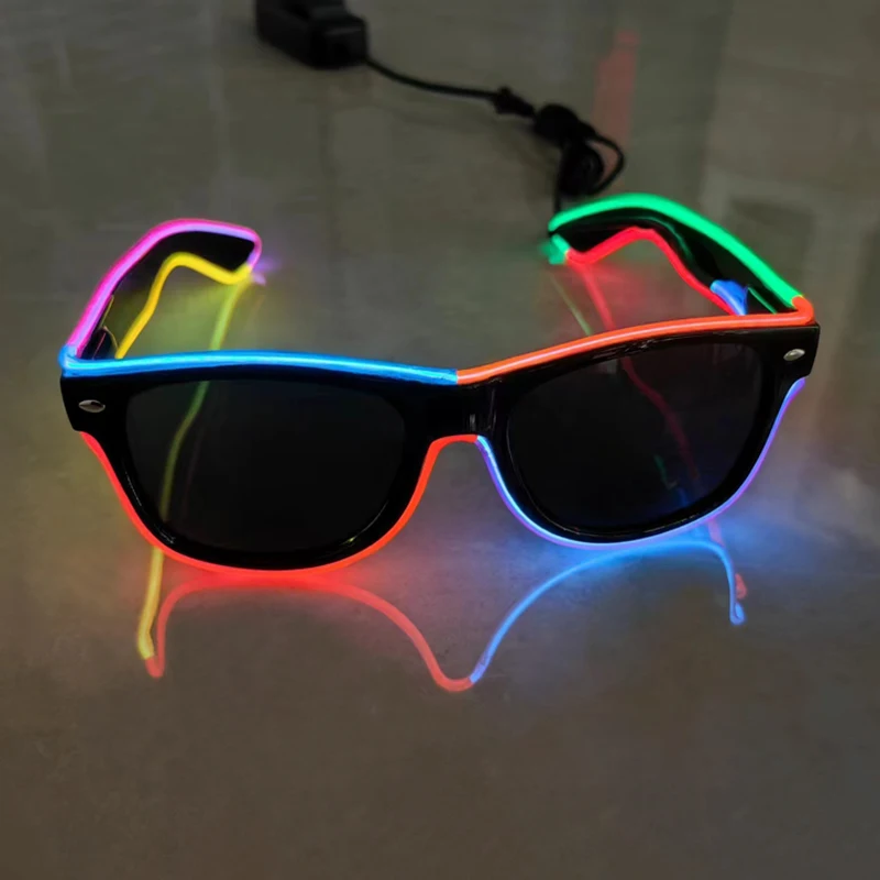 New Arrival colorful flashing glasses el wire led sunglasses novelty gift glow lighting sunglasses