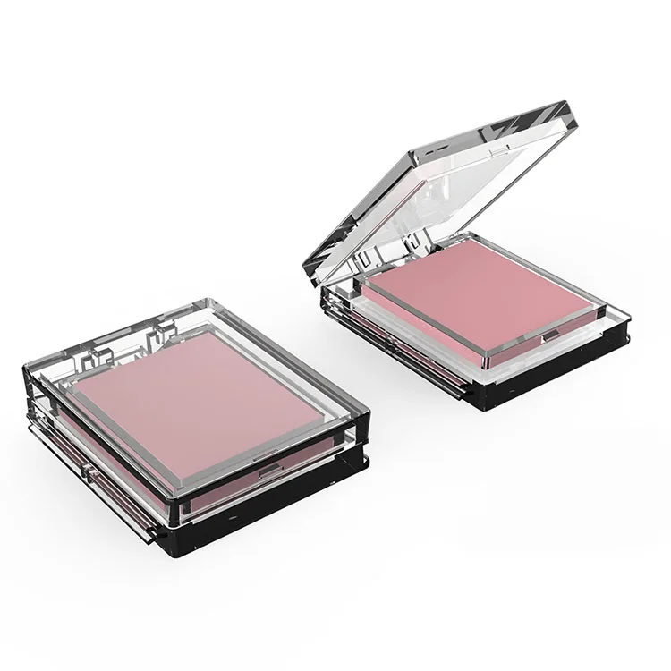 Cosmetic Foundation Case Compact Powder Packaging square clear makeup blush palette case blush empty paper custom logo