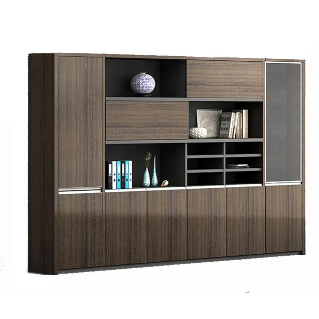 Customized szie melamine open file storage shelf with swing open doors 2/3/4/5/6/7/8 doors office storage cabinet
