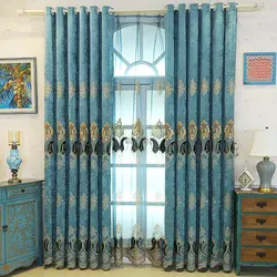 Luxurious European Embroidered Blackout Curtain Customization Embroidery Curtains For Living Room Dining Room