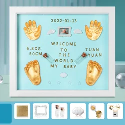 Commemorative hand and foot prints Baby handprints Baby hand and foot prints mud picture frame newborn fetal hair gift